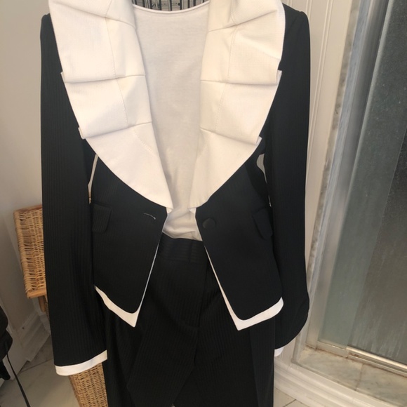 NWOT Designer Medium Business Pant Suit BCBG Black/WhiteMaxazria - Picture 2 of 6